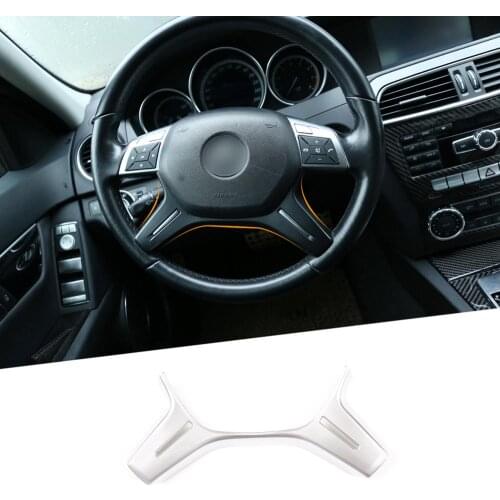 ABS Silver for Mercedes Benz C Class W204 C180 C200 2011-2013 Car Steering Wheel Decoration Trim E ML GL Class W212 X166 W166