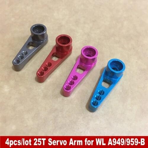 4pcs/lot 25T Servo Arm Aluminum alloy Servo Arm for WL A949 A959-B A969 A979 k929 RC Car Upgrading 4Color