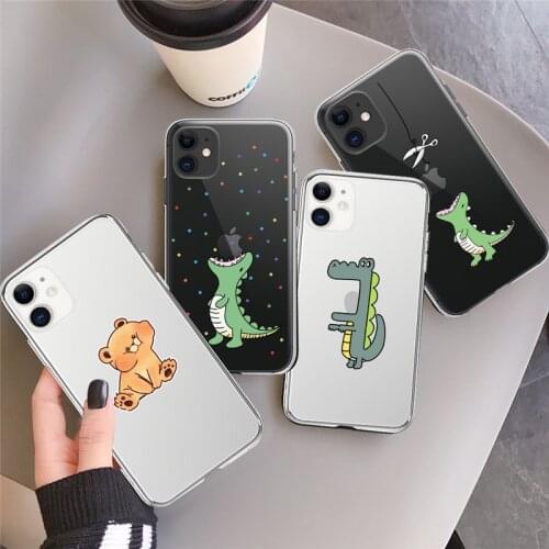 Ottwn Cute Cartoon Animals Phone Case For iPhone 11 12 Pro Max Mini X XR XS Max 7 8 Plus SE 2020 Clear Soft Silicone Back Cover