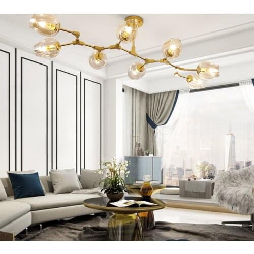 Modern Led Nordic Designer Molecular Pendant Lights Branch Glass Art Simple Lighting Lamp For Bar Living Room Dining Lamps