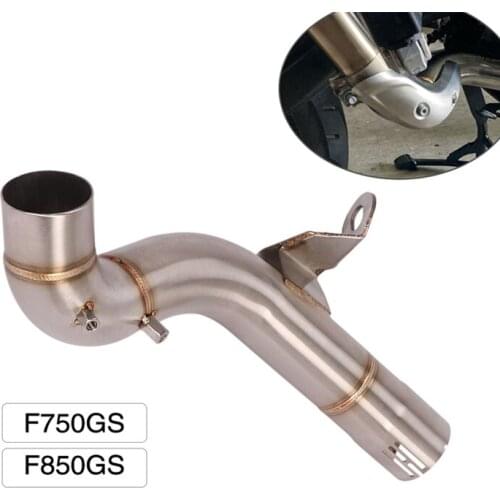 Delete Catalyst for BMW F750GS F850GS 2018 2019 2020 Exhaust Pipe Motorcycle Mid Link Tube Slip On Stock Muffler Stainless Steel