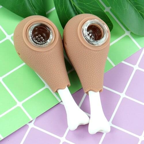 Unique Silicone Tobacco Pipe Spoon with Glass Bowl Cigarette Tube Filter Smoking Accessories Wholesale