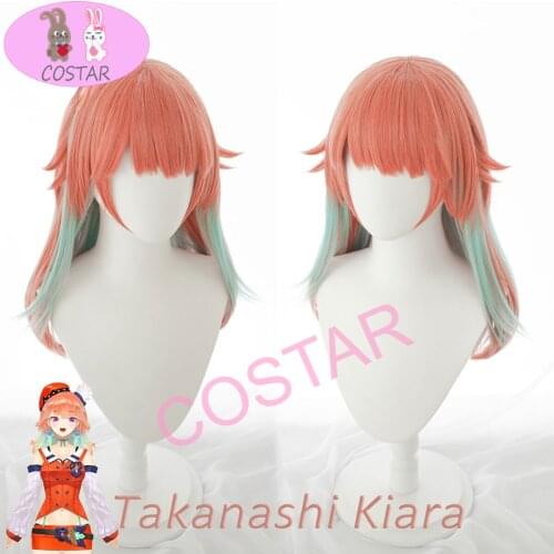 Hololive Takanashi Kiara VTuber Orange Cosplay Wig Heat Resistant Synthetic Cosplay Hair Takanashi Kiara