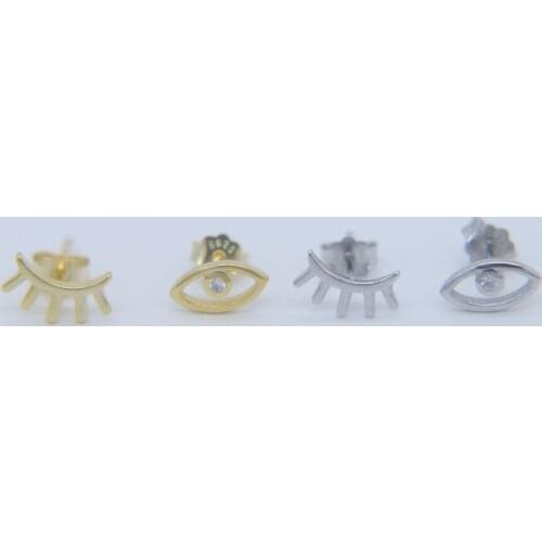Top quality tiny mini cute girl jewelry anti allergy 100% 925 sterling silver eyelash cute minimal dainty stud earring