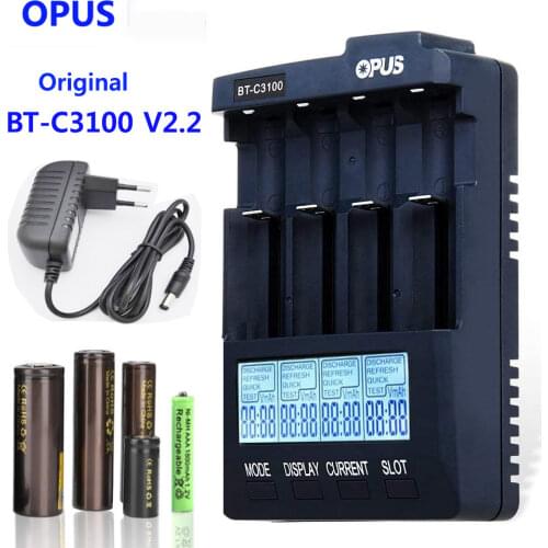 OPUS C3100 LCD Smart Battery Charger For Li-ion NiCd NiMH AA AAA 10440 14500 18650 17335 17500 Rechargeable Batteries
