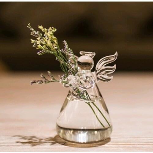 Behogar Angel Style Glass Flower Decoration Vase Vidrio Florero De Vidro Vaso Vetro Vaso Glas Vase Home Desk Table Decoration