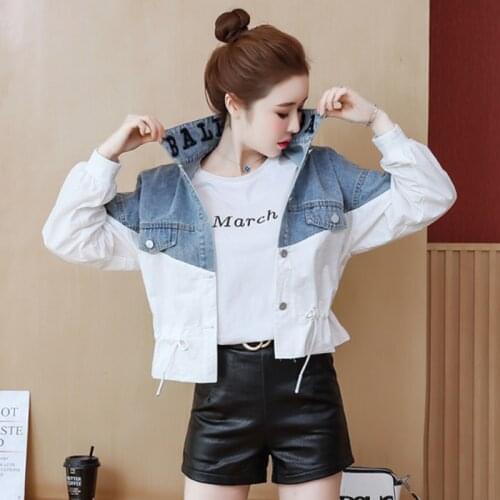 2020 Fashion Jeans Jacket Women Plus Size Spring Autumn Fashion Loose Long Sleeve Patchwork Short Denim Jackets White Black Coat