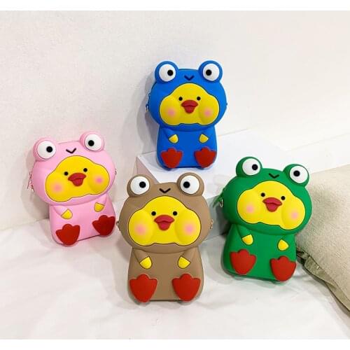 Womens Large Capacity Shoulder Bags Cute Cartoon Anime Messenger Crossbody Bags Portable Soft Silicone Female Clutch Handbags