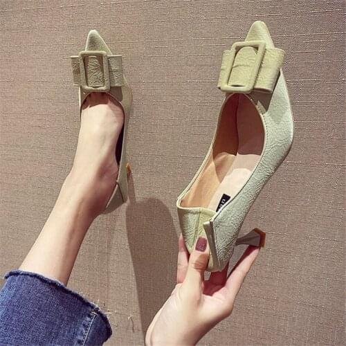 French womens shoes 2021 autumn shallow mouth pointed toe small fresh soft leather two-wear stiletto high heels