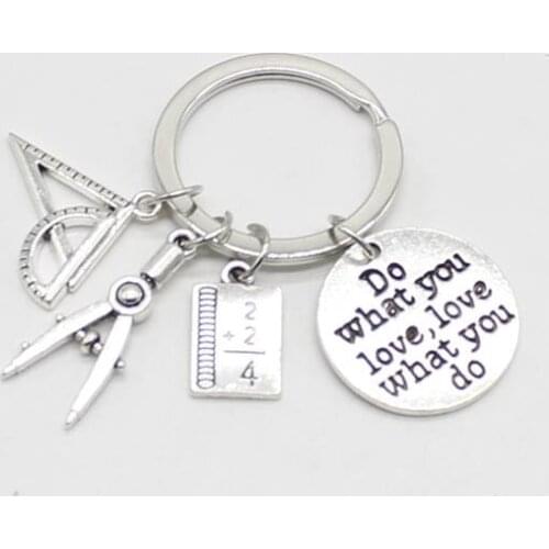 1 Freewheeling jewelry master keychain Studant keychain ruler compass with pencil charm as a gift