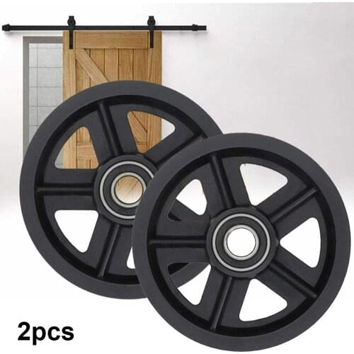 2Pcs Sliding Barn Wooden Door Wheel Closet Hardware Track Rollers Door Pulley Wheels Hanging Rail Roller Home Improvement Wheel