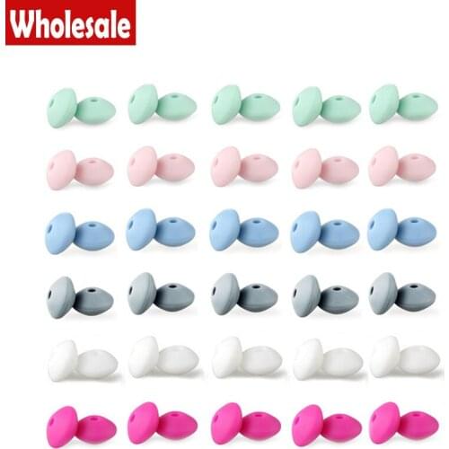 20pcs Baby Teething Toys Silicone Beads Lentil 12mm Bpa Free Silicone Diy Teether Teething Pacifier Necklace Accessories