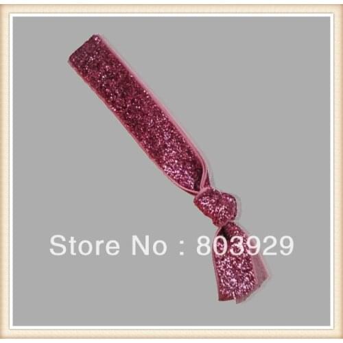 5/8" Stretch Metallic Baby Pink Velvet Ribbon Hair Tie
