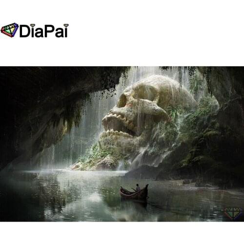 DIAPAI 5D DIY Diamond Painting "Skull boat cave" Full Drill Resin Diamond Embroidery Cross Stitch Home Decor A26085