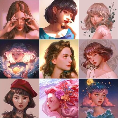 Artistic Portrait DIY 5D Diamond Painting Cartoon Cross Stitch Embroidery Mosaic Picture Full Round&Square Drill Home Decoration