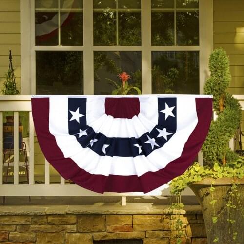 American Semicircle Flag Pleated Fan Flag Usa American Bunting Decoration Print Patriotic Stars And Stripes Canvas Title #G2