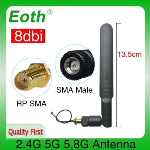 2.4g wifi Antenna 2.4GHz 5GHz 5.8Ghz Dual Band 8dBi SMA Male Connector wi fi 2.4 ghz 5G 5.8G Antena +21cm Pigtail Cable