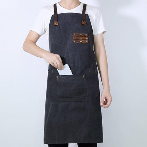 Canvas Apron Cotton Retro Waterproof Barista Baking Shop Artisan Men and Women Work Clothes