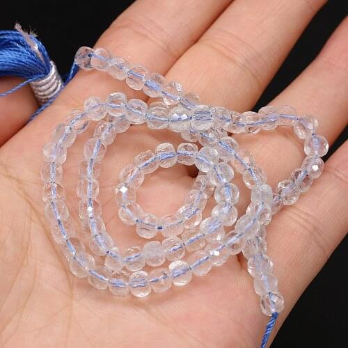 Good Quality Natural Stone Blue Topa Faceted Beads Square Shape Loose Bead for Jewelry Accessories Making Diy Necklace Bracelet