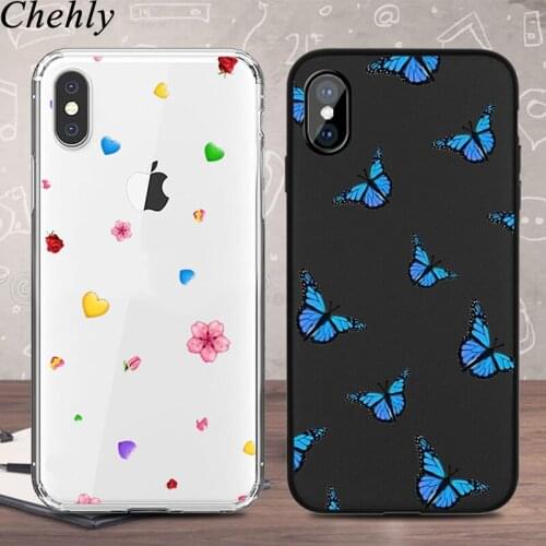 Funny Heart Phone Case for IPhone 6s 7 8 11 12 Mini Plus Pro X XS MAX XR SE butterfly Cases Soft Silicone Fitted TPU back Cover