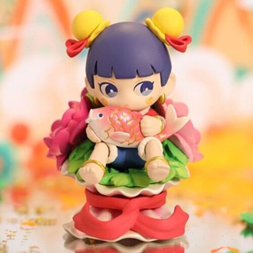 Blind Box Toys Lot Nezha Stare Blankly Flower Figure Bag Surprise Box Anime Figurine Guess Doll For Gift Collection 12Pcs/Set