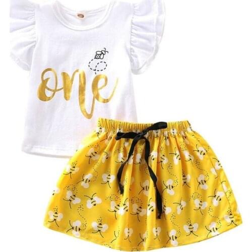 Boutique Girl Clothes 2pcs Toddler Kid Baby Girl 1st Birthday Tops T-shirt Party Princess Tutu Skirt Dress