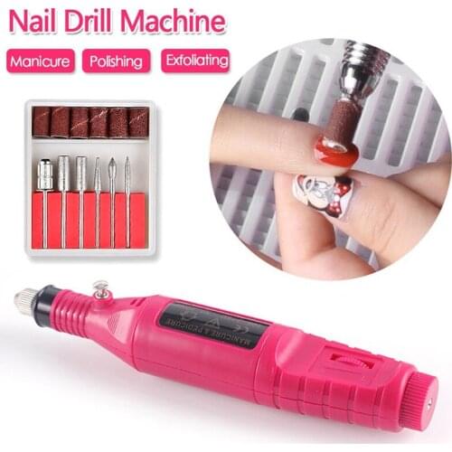 Electric Mini Nail Drill Machine 10PCS Nail Art Manicure Set Nail Care Kit for Polishing Exfoliating