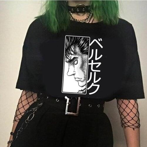 Mens Womens Berserk Anime Shirt Male Short Sleeved Manga Guts T Shirt Black TShirt Cotton Causal Tee Unisex
