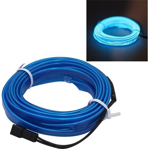 YOLU 5M Flexible Neon Waterproof LED Light EL Wire Strip Tube for Car Dance Party Decor +DC12V Inverter