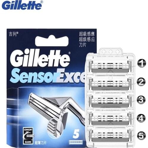 Gillette Sensor Excel Mens Razor Blade Replace Heads Facial Beard Shaving Hair Removal Double Layer Shaver Blades Vector3 Razor
