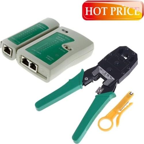 Hot Portable RJ45 RJ11 RJ12 Wire Cable Crimper Crimp Cutting Stripper PC Network Hand Tool Pliers and Cable Tester Free Shipping