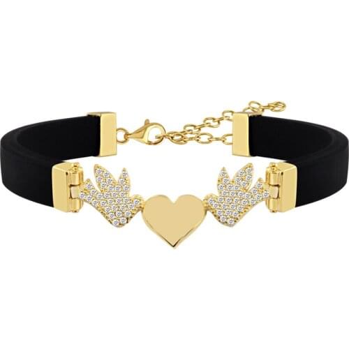 Name Post Heart Bearing Birds Themed Rubber Watchband Silver Women Bracelet DN296