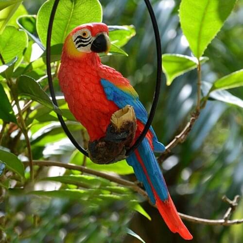 Simulation Resin Parrot Home Decoration Handicrafts Creative Animal Bird Model Garden and Wedding Decoration Gift