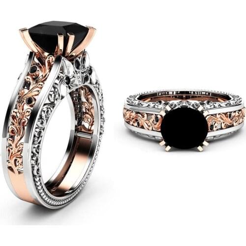 Big Drill Womens Ring Fashion Women Color Separation Rose Gold Wedding Engagement Floral Ring Кольца Для Женщин Accessories