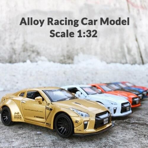 14CM Hot sale alloy Model car R35 Racing sport car Diecast toy Rubber wheel light sound Vehicles XMas Birthday Gift for children