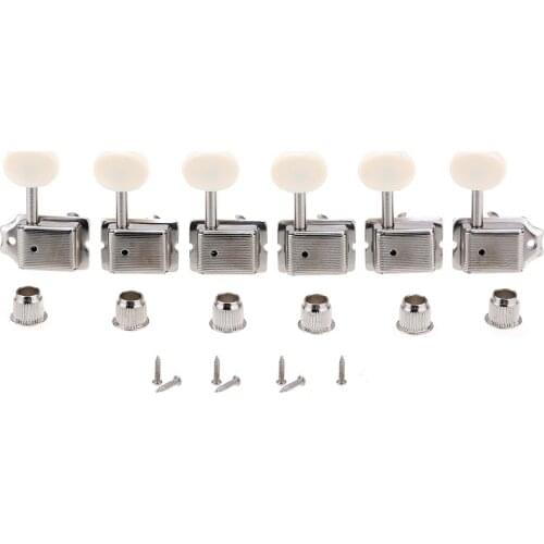 Musiclily Pro Vintage 6-in-Line Guitar Tuners Machine Heads Tuning Pegs Keys for Squier Classic Vibe Fender Strat/Tele, Nickel