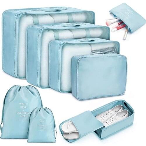 8 pieces Set Travel Organizer Storage Bags Suitcase Packing Set Storage Cases Portable Luggage Organizer Clothes Shoe Tidy Pouch