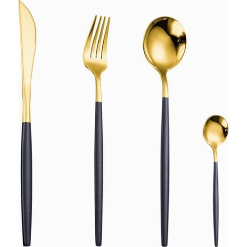 Black Gold Cutlery Set 18/10 Stainless Steel Dinnerware Set Chopsticks Knife Fork Spoon Set Tableware Kitchen Dinner Silverware