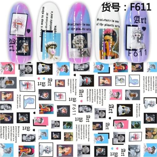 10PCS Simple Abstract Face Image Color Personality Skull Pattern Nail Sticker Nail Slider Decoration Beauty Tool