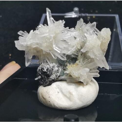Natural fluorite and crystal intergrowth mineral stone decoration aura healing geological teaching specimen QUARTZ GEM (send box