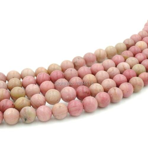 Natural Rhodonite Round Loose Beads Strand For Making Bracelet Or Necklace Jewellery Approx 15.5 Inch