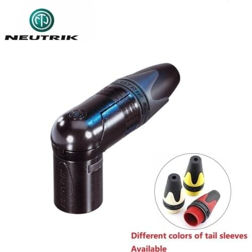 NEUTRIK NC3MRX-B 3 pole right angle male cannon XLR connector black metal housing gold contacts