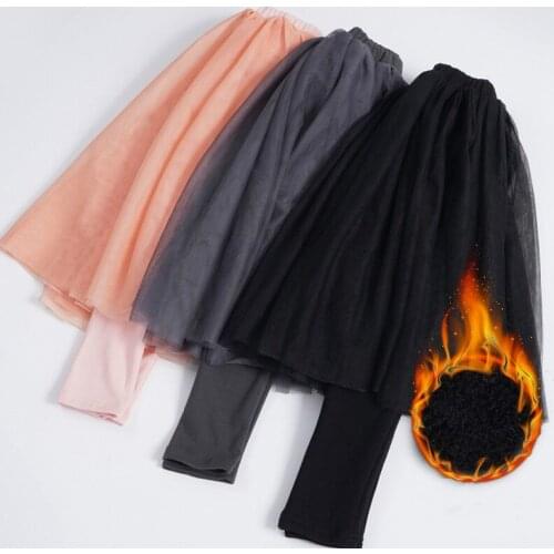 New Winter Thicken Mesh Girls Fake Two-Piece Culottes Casual Baby Girls Pants Fashion Personality Kids Pants for Girls, #8226