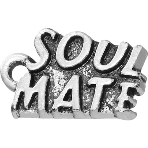 2021 New Zinc Alloy Charm For Jewelry Making Word Charms Soulmate Metal Pendants For Jewelry Making Fit Bracelet