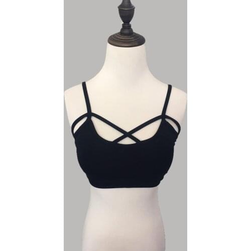 New Sexy Women Cross Strappy Tank Tops Cut Out Bra Bustier Crop Top Bralette Strappy Cropped Tank Tops Camisole Female T Shirt