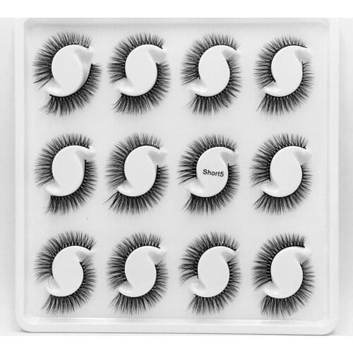 NEW 12pair Mink False Eyelashes Messy Cross Soft Cotton Stalk Natural Short Fake Eyelashes Smoke Banquet Makeup Mink Eye Lashes