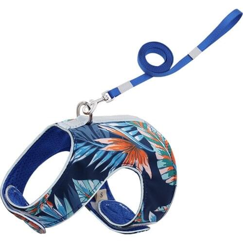 New Pet Leash And Harness Sets Anti-Strike Cat Slipping Rope Breathable Mesh Reflective Comfortable Vest-Style Dog Harnesses