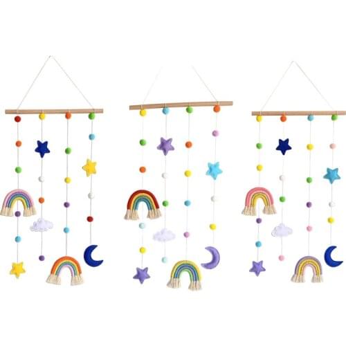 Rainbow Photo Display Holder with Pompom Girls Hair Clips Storage Hanger Decor