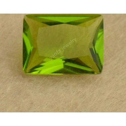 Sale 2x3~13x18mm Olive Green Color Lab Created Gems Glass Rectangle Shape Baguette Cut Loose Synthetic Glass Stone For Jewelry