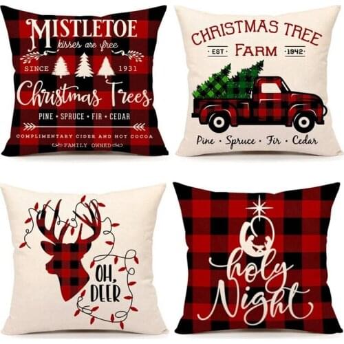 Christmas Buffalo Check Plaid Throw Pillow Covers Cushion Case for Sofa Couch 18 x 18 Inches